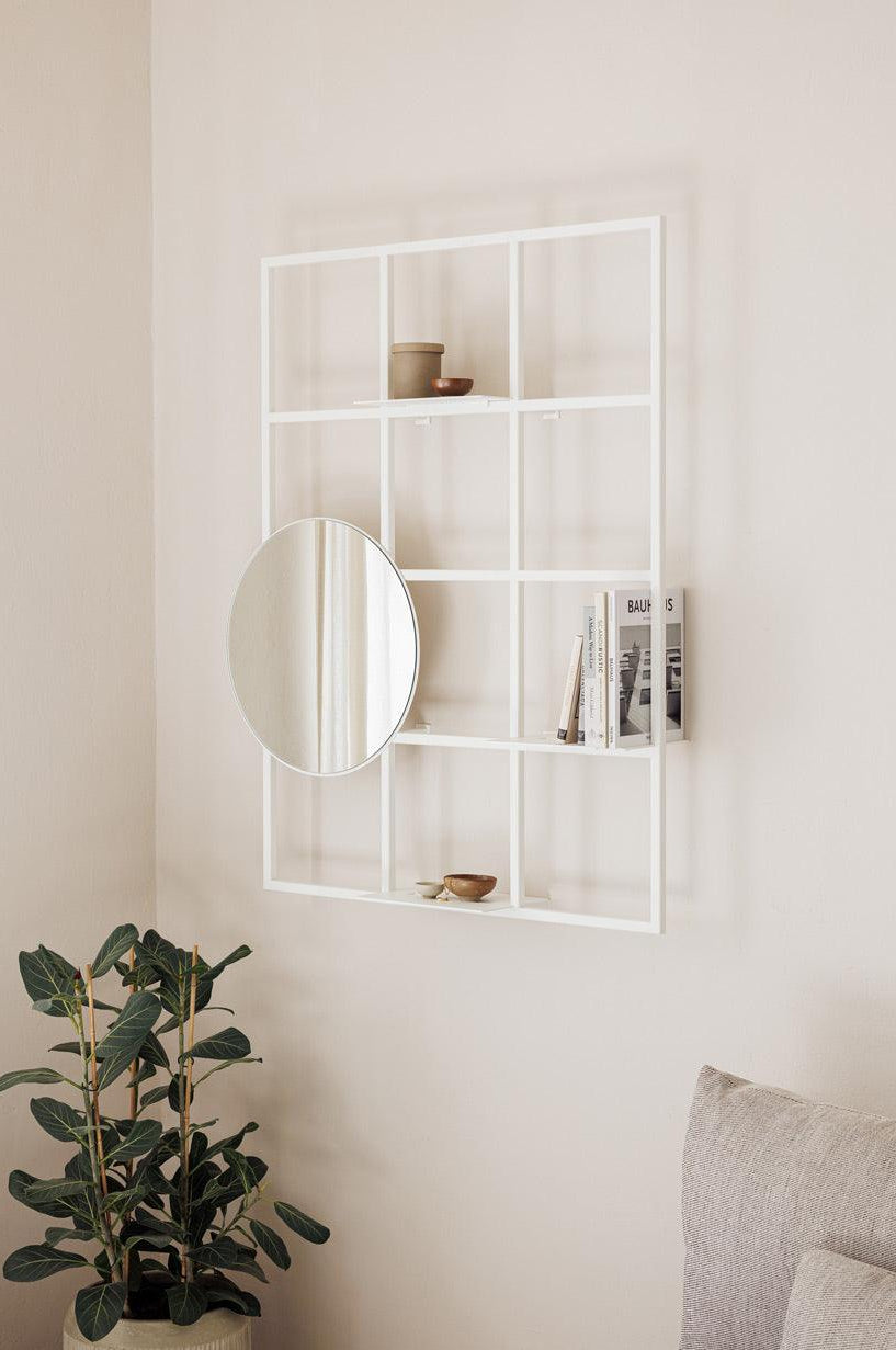 Spiegel RIVO - Wandregal aus Metall mit weißem Spiegel | Metallbude
